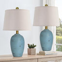 Farmhouse Ceramic Table Lamp Set of 2 with LED Bulbs