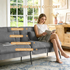 Convertible Futon Sofa Bed with Adjustable Backrest