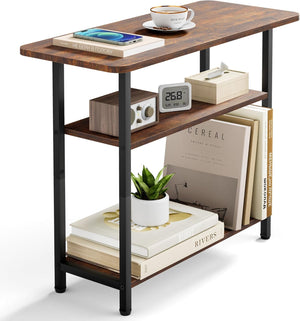 3-Tier Narrow Side Table with Storage – Industrial End Table for Living Room & Bedroom