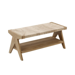 Bohemian Seagrass Entryway & End of Bed Bench with Shoe Storage