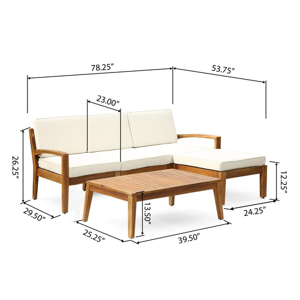 5-Piece Outdoor Sectional Sofa Set with Coffee Table and Ottoman