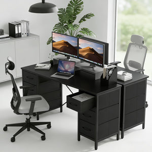 47" Computer Desk with 8 Fabric Drawers & X-Brace Storage