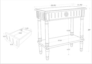 Narrow End Table with Drawer & Shelf – Solid Wood Farmhouse Side Table
