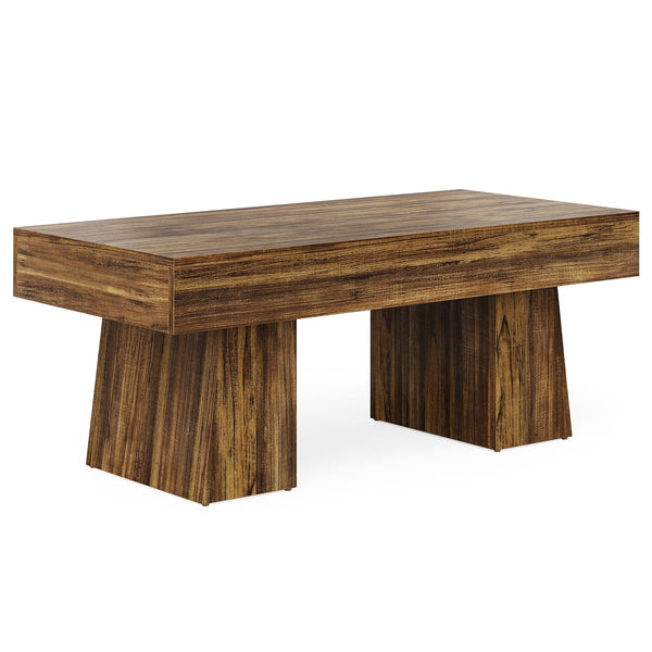 Farmhouse Coffee Table, 47 Inch Rectangular Wood Accent Table
