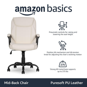 Mid-Back Office Chair with Armrests & Adjustable Height