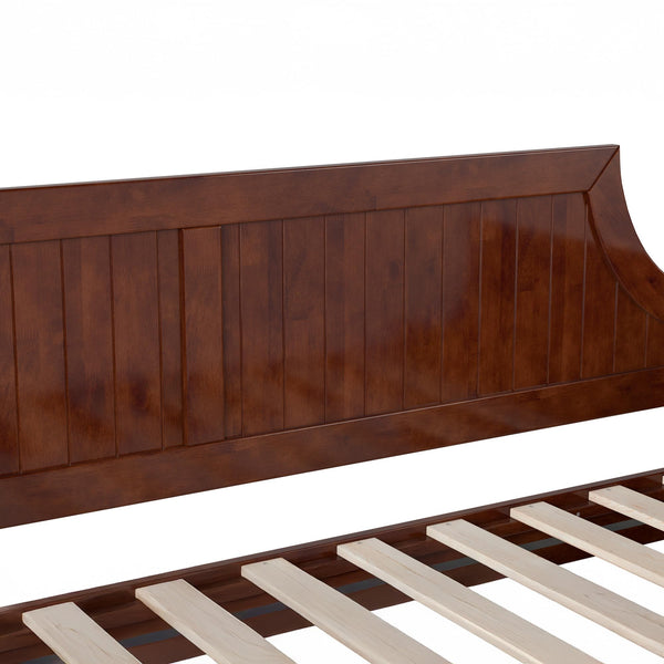 Twin Size Solid Wood Daybed with Curved Beadboard Back