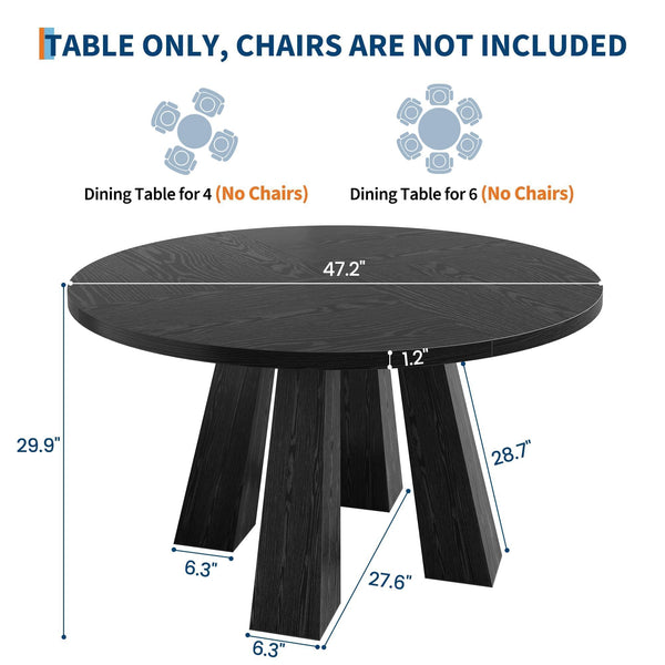 47" Round Dining Table for 4-6