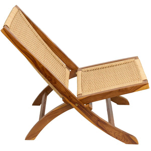 Teak Rattan Foldable Lounge Chair