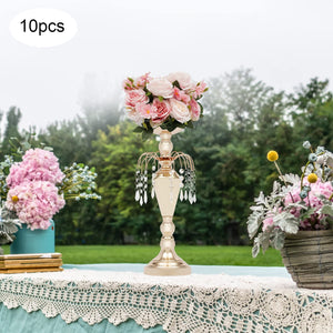 Gold Metal Trumpet Vases Set of 10 – 17.7" Tall Wedding Centerpieces