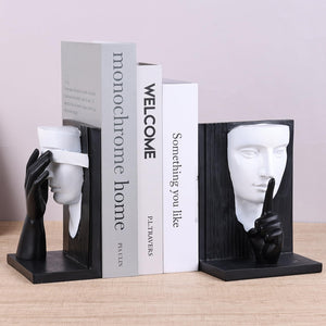Decorative Bookends Set – Resin Face Sculptures, 2 Styles