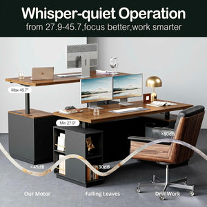 71-Inch Electric Standing Desk & Executive Desk Set with Hutch