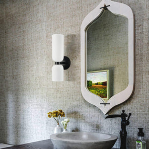 Modern 2-Light Wall Sconce Set of 2 – Milky White Glass
