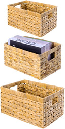 Water Hyacinth Storage Baskets – Handwoven Wicker Shelf Organizers