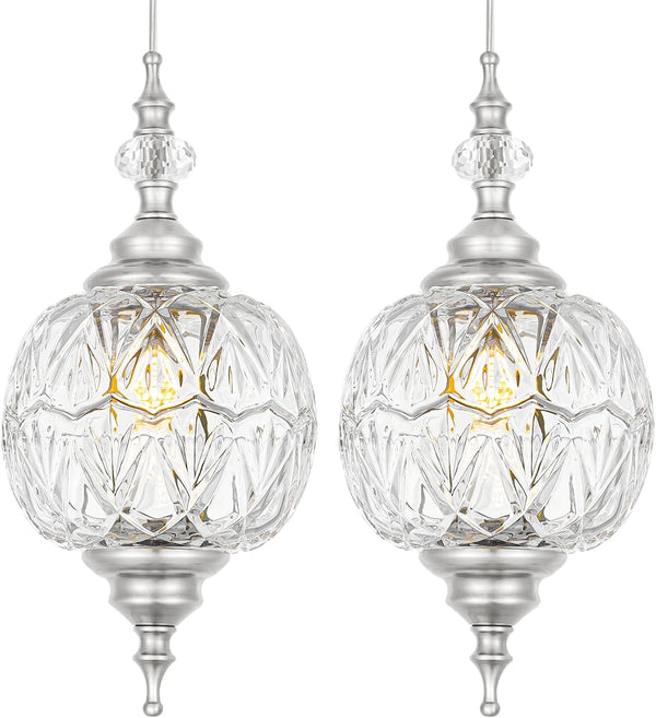 G9 Pendant Light Set of 2 – Glass Shade Adjustable Hanging Light