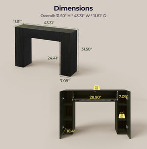 43" Fluted Narrow Console Table with Storage