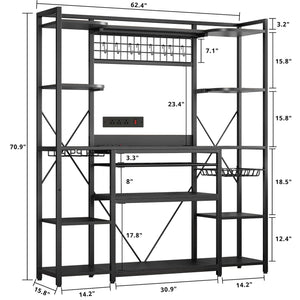 Large Baker's Rack with Power Outlet & Wine Storage