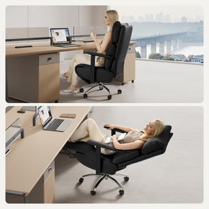 Reclining Office Chair with Footrest & Adjustable Headrest