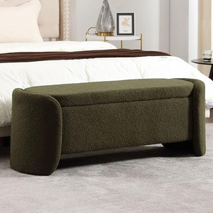 Upholstered Boucle Sherpa Bench 50" – Bedroom, Entryway & Vanity Seat
