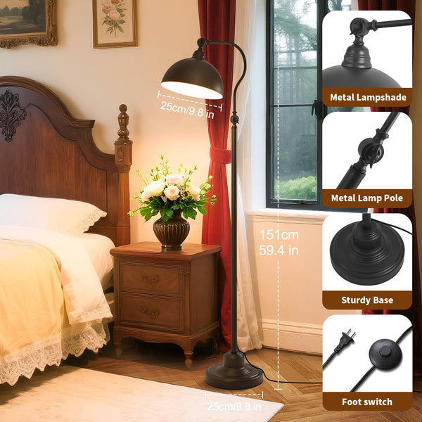 Adjustable LED Reading Floor Lamp with Remote and Bluetooth Dimming