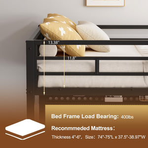 Twin Metal Loft Bed with Desk and Storage