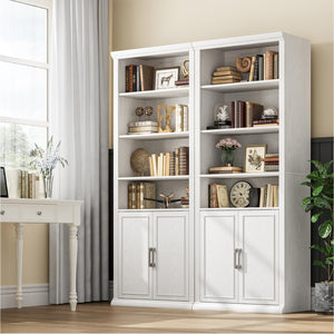 6-Tier Bookcase with Doors & Storage Cabinet