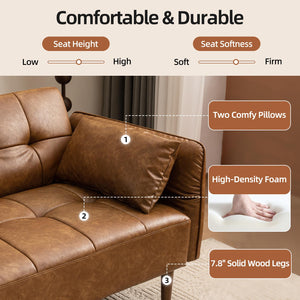 85" Convertible Futon Sofa Bed with Storage & Adjustable Armrests
