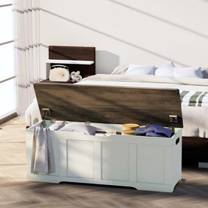 Large Storage Chest with Safety Hinges & Wooden Bench