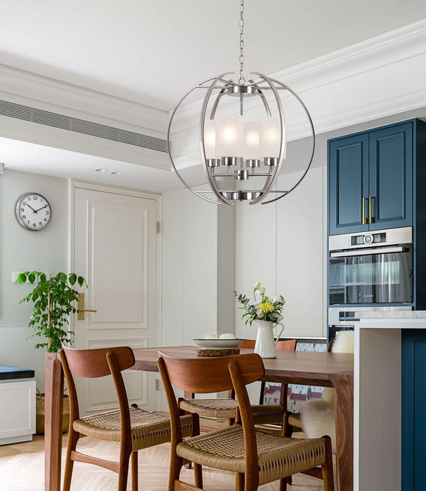 4-Light Globe Chandelier with Frosted Glass Shades