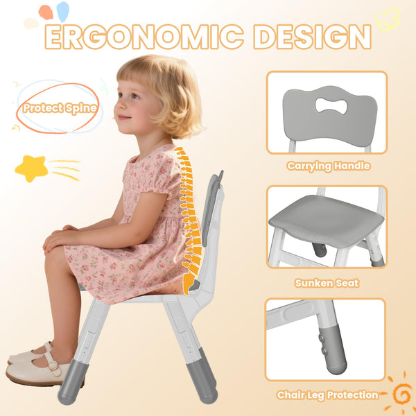 Height Adjustable Kids Table and Chairs Set – Gray