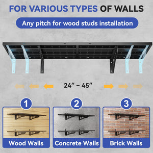 Heavy Duty Wall Mounted Garage Shelves with Hooks – 2-Pack