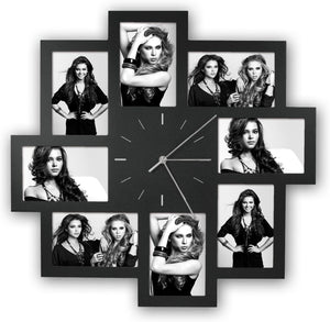 Multi Aperture Photo Frame Clock for 8 Photos – 20.5" Square