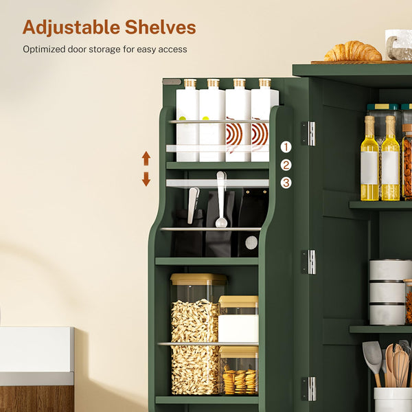51" H Pantry Cabinet with 4 Doors & 6 Door Shelves