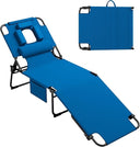 Folding Tanning Lounge Chair with Face Hole & Side Pockets – 400 lbs Capacity