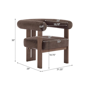 Velvet Accent Chair with Curved Backrest & Wooden Legs