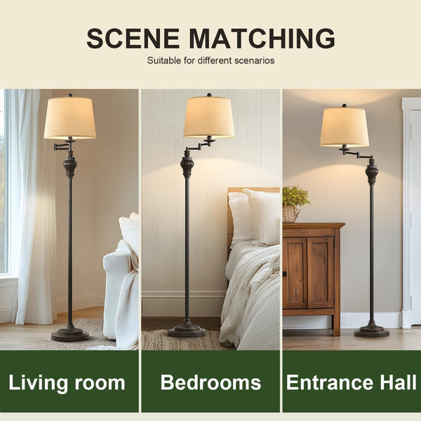 Vintage Floor Lamp with 350° Adjustable Swing Arm