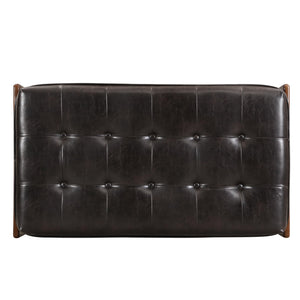 Rectangular Faux Leather Tufted Ottoman
