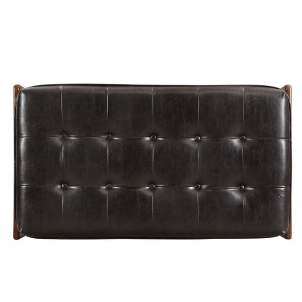 Rectangular Faux Leather Tufted Ottoman