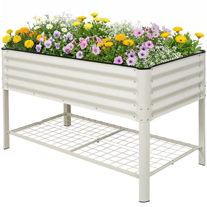 Elevated Raised Garden Bed with Wheels & Storage Shelf