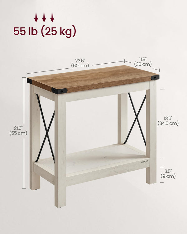 2-Tier Farmhouse End Table with Bottom Shelf