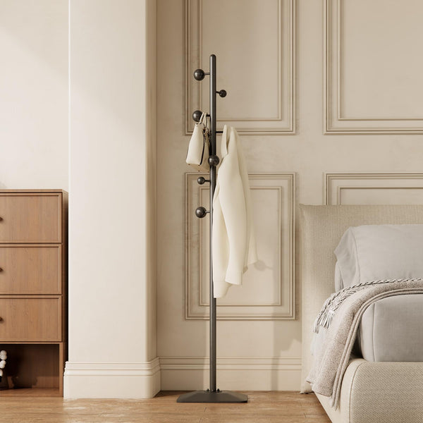 Metal Freestanding Coat Rack with 7 Hooks and Heavy Base