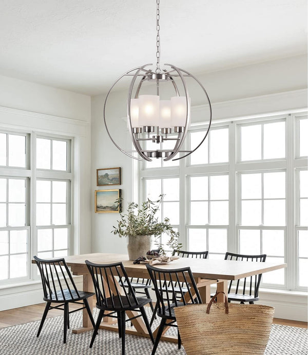 4-Light Globe Chandelier with Frosted Glass Shades