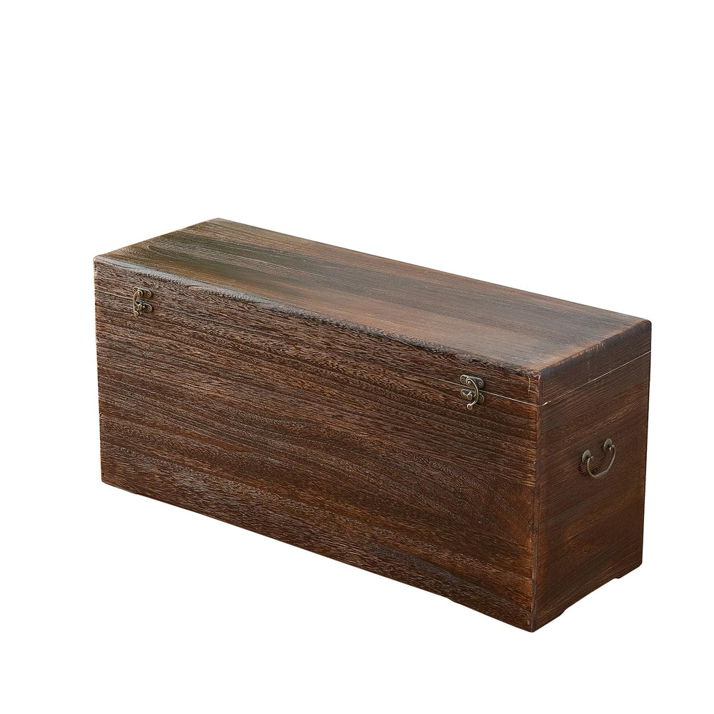 Wooden Storage Chest with Hinged Lid