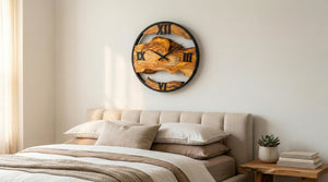 Olive Wood Wall Clock – Live Edge Silent Non-Ticking