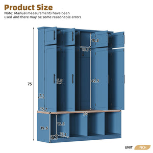 4-in-1 Entryway Hall Tree with Bench & Storage Cabinet