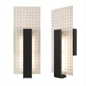 Modern Dimmable LED Wall Sconce Set of 2 – Frosted Glass, Black, 12W, 3000K