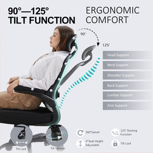Ergonomic Mesh Office Chair with Lumbar Support & Headrest