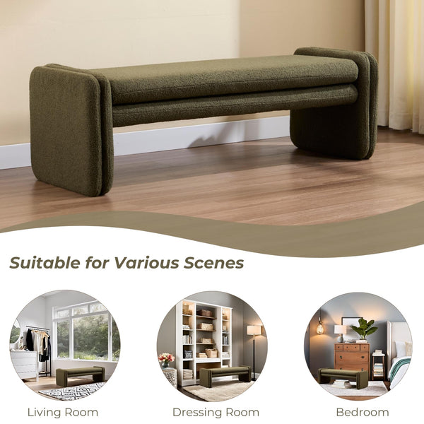 Upholstered Boucle Sherpa Bench 50" – Bedroom, Entryway & Vanity Seat