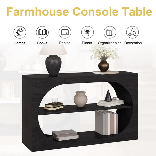 3-Tier Console Table with Storage Shelves