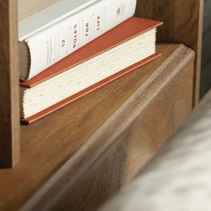Full Queen Bookcase Headboard with Storage Shelves and Charging Station