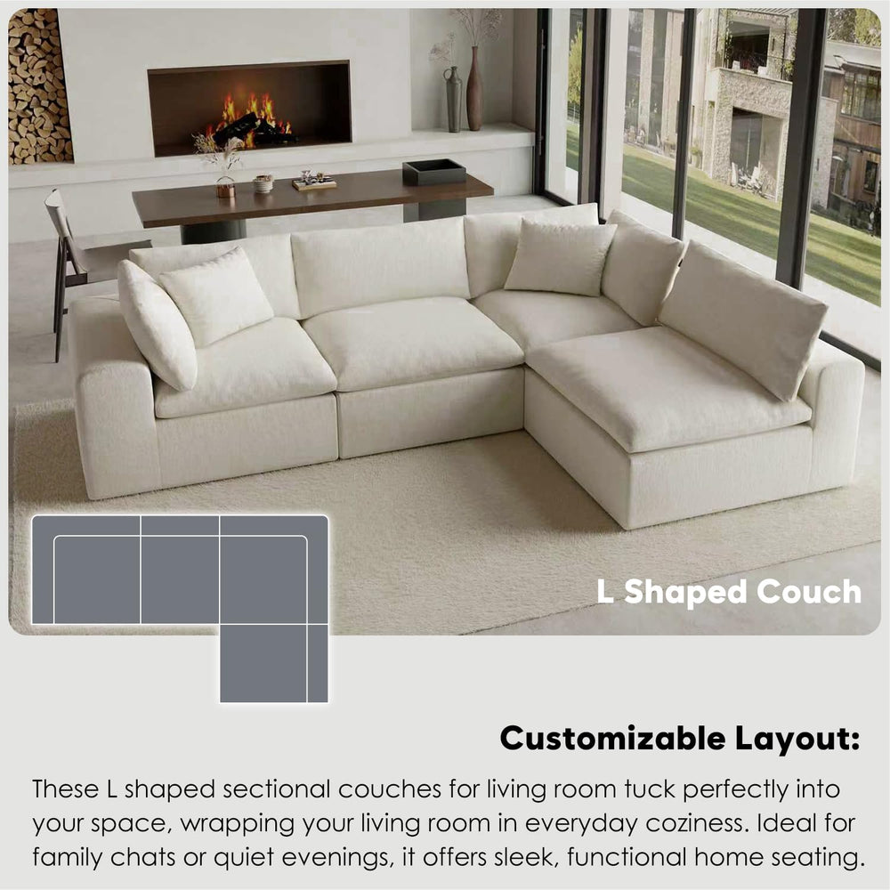 130" Oversized L-Shaped Modular Sectional Sofa